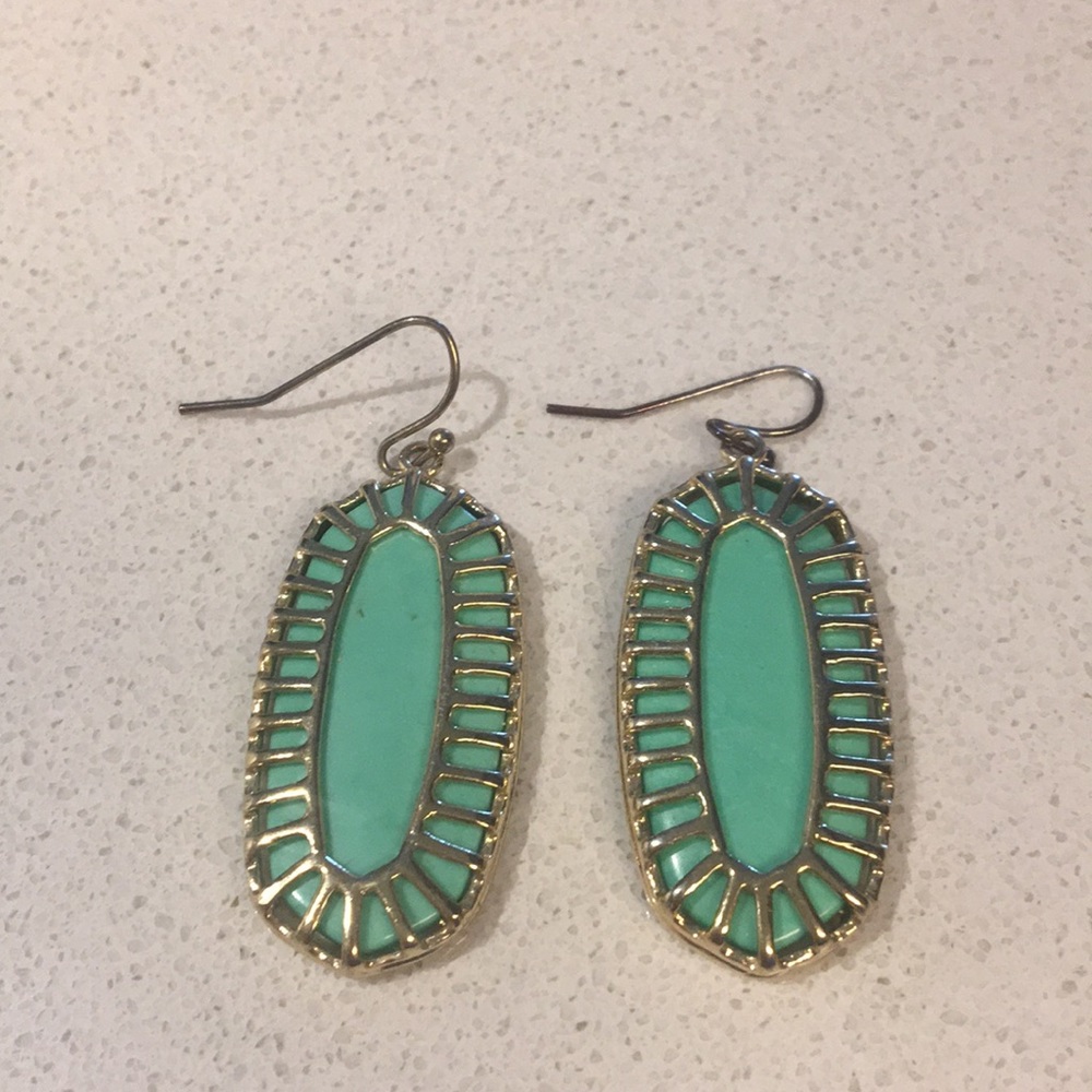 Mint Green and Gold Kendra Scott Earrings